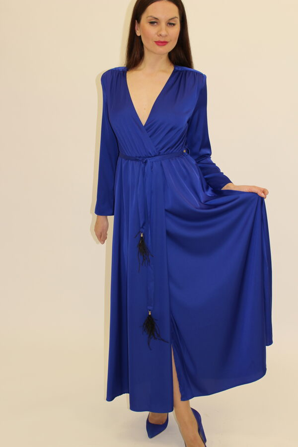 Mėlyna Vicolo suknelė su plunksnomis