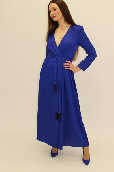 Mėlyna Vicolo suknelė su plunksnomis